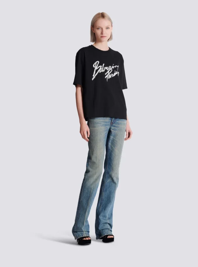 Boxy T-shirt with Balmain Paris Brush print Boxy T-shirt with Balmain Paris Brush print