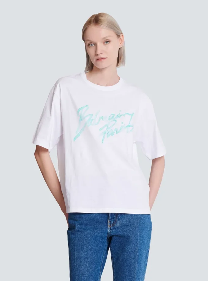 Boxy T-shirt with Balmain Paris Brush print Boxy T-shirt with Balmain Paris Brush print