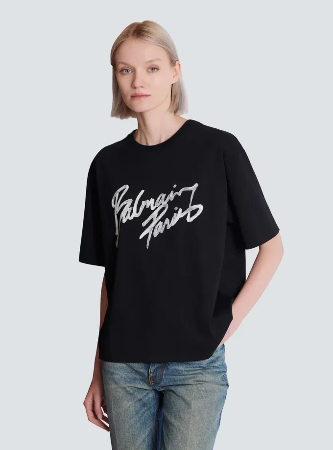 Boxy T-shirt with Balmain Paris Brush print Boxy T-shirt with Balmain Paris Brush print