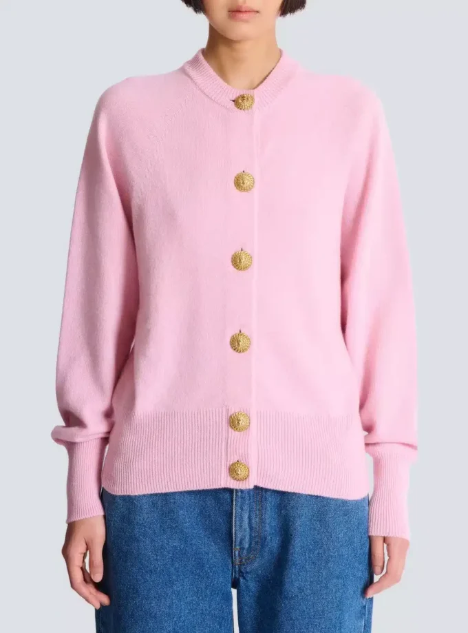 Buttoned eco-cashmere cardigan Buttoned eco-cashmere cardigan