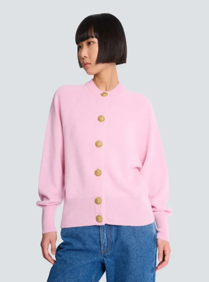 Buttoned eco-cashmere cardigan Buttoned eco-cashmere cardigan