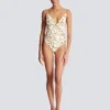 Chaînes pattern printed one-piece swimsuit