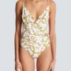 Chaînes pattern printed one-piece swimsuit