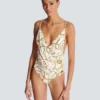 Chaînes pattern printed one-piece swimsuit