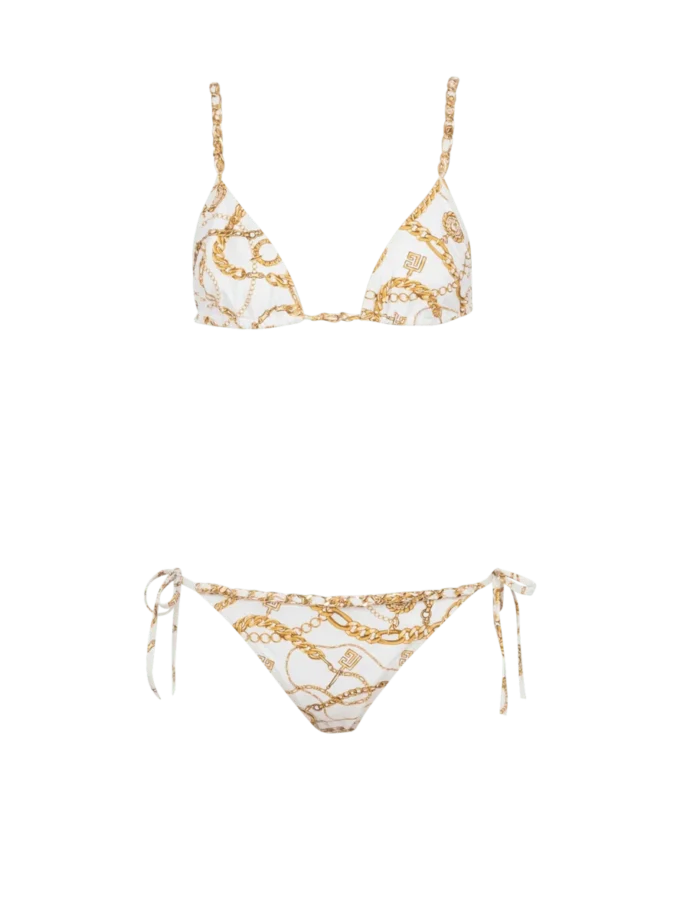 Chaînes pattern printed two-piece swimsuit