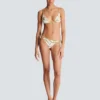 Chaînes pattern printed two-piece swimsuit