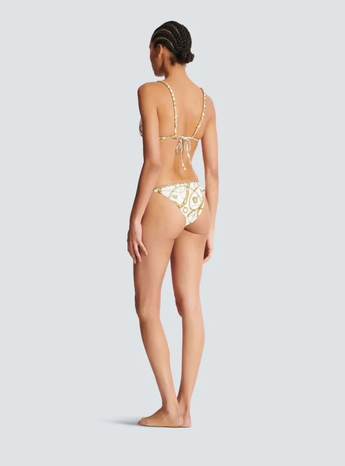 Chaînes pattern printed two-piece swimsuit