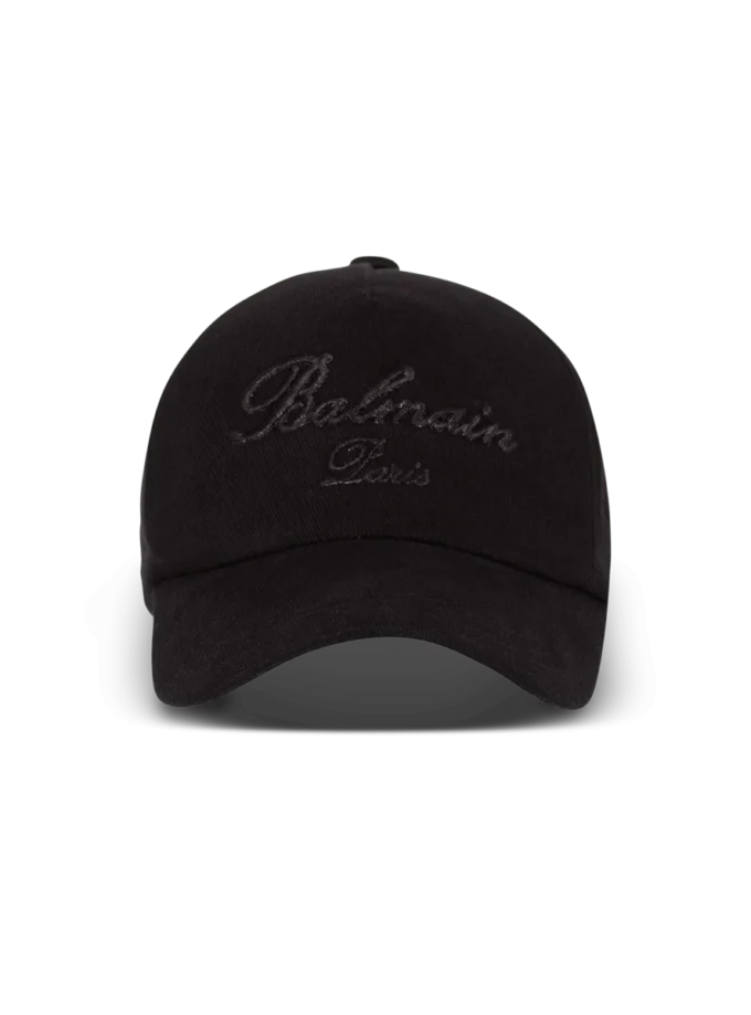 Cotton baseball cap with Balmain Signature embroidery Cotton baseball cap with Balmain Signature embroidery