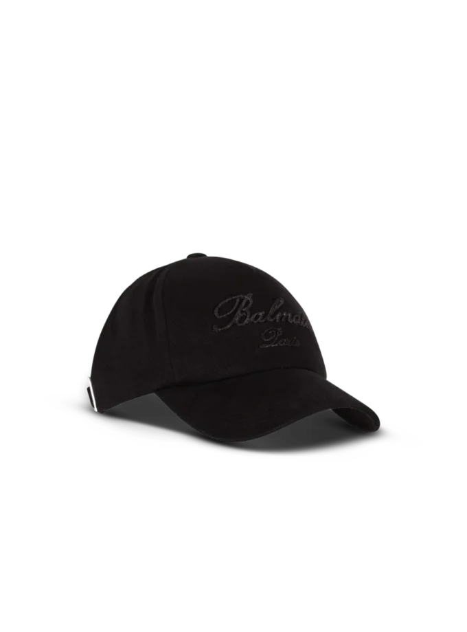 Cotton baseball cap with Balmain Signature embroidery Cotton baseball cap with Balmain Signature embroidery
