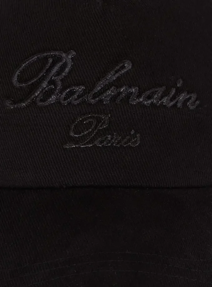 Cotton baseball cap with Balmain Signature embroidery Cotton baseball cap with Balmain Signature embroidery