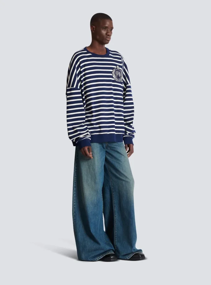 Cotton College Emblem sweatshirt with Breton stripes