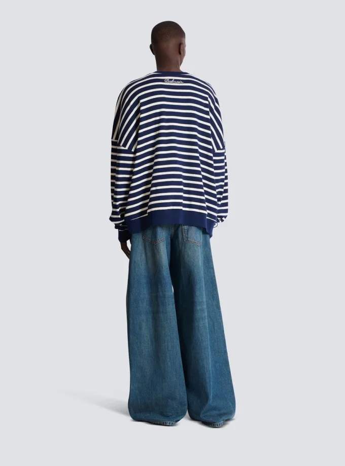 Cotton College Emblem sweatshirt with Breton stripes