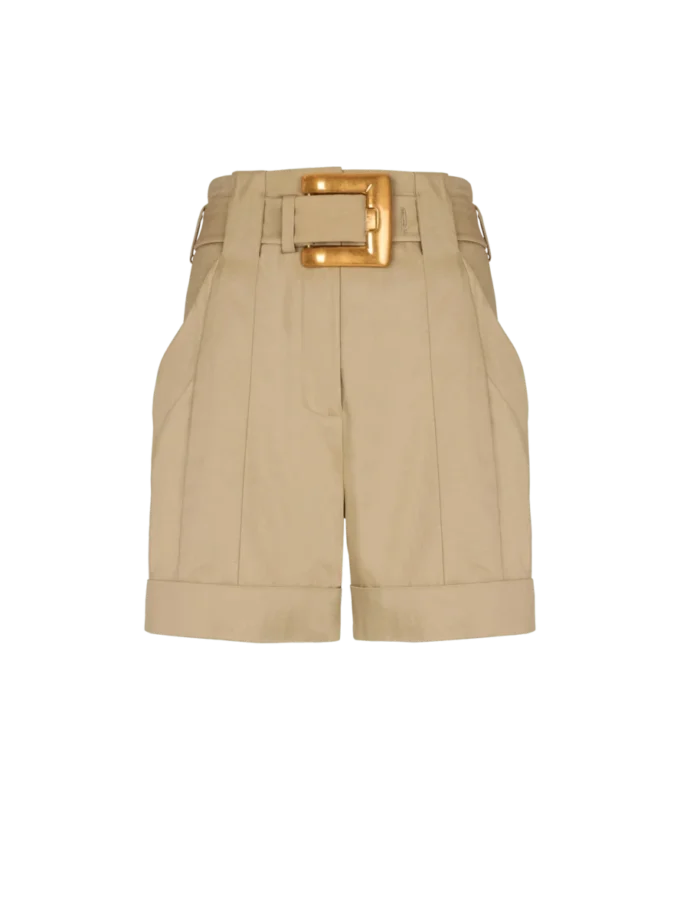Cotton gabardine shorts with belt Cotton gabardine shorts with belt