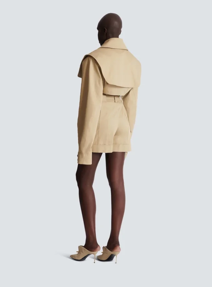 Cotton gabardine shorts with belt Cotton gabardine shorts with belt