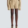 Cotton gabardine shorts with belt Cotton gabardine shorts with belt