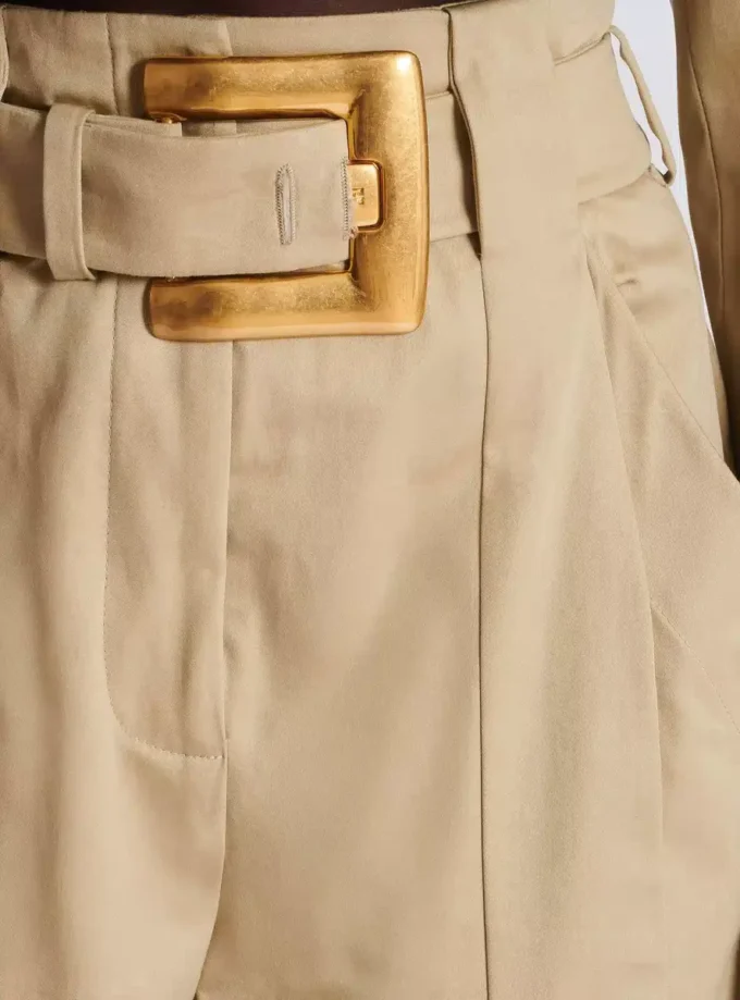 Cotton gabardine shorts with belt Cotton gabardine shorts with belt