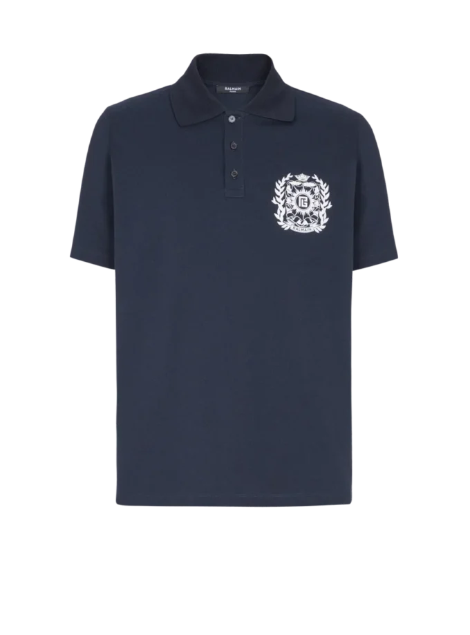 Cotton polo shirt with Écusson print