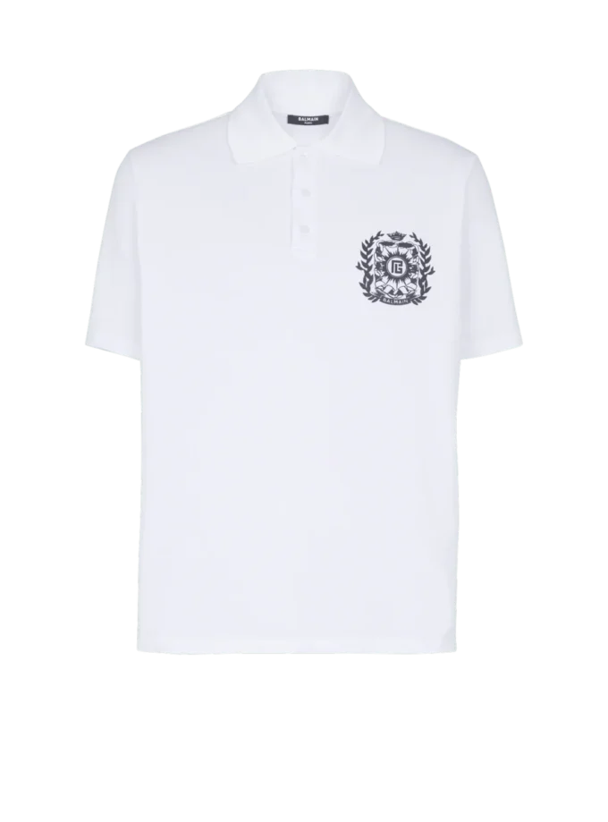 Cotton polo shirt with Écusson print