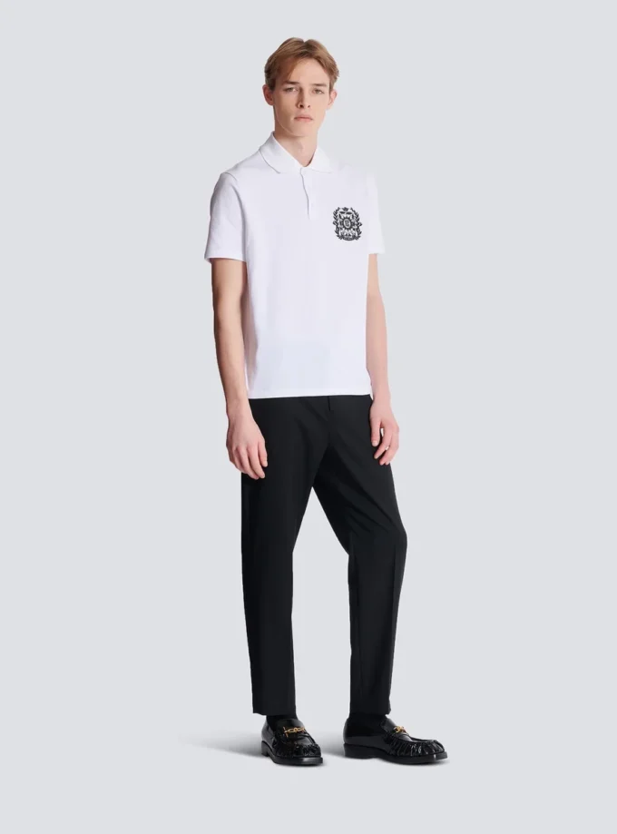 Cotton polo shirt with Écusson print