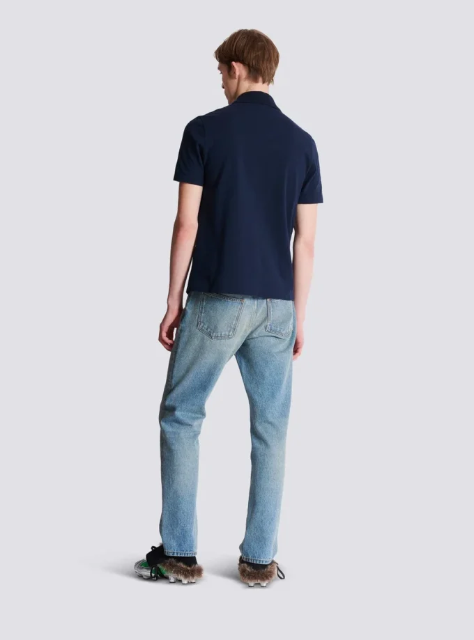 Cotton polo shirt with Écusson print