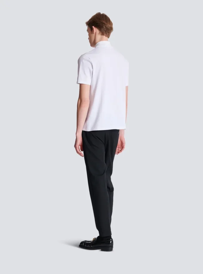 Cotton polo shirt with Écusson print