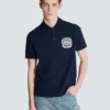 Cotton polo shirt with Écusson print