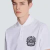 Cotton polo shirt with Écusson print