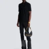 Cotton polo shirt with leather Balmain Couture label