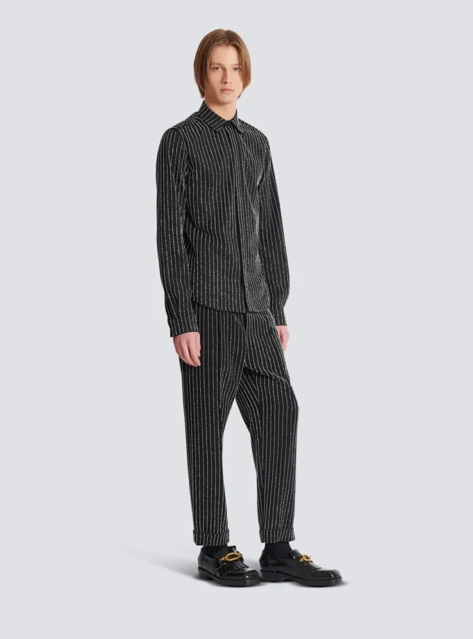 Cotton shirt with crystal stripes