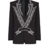Crepe 1-button jacket with crystals Crepe 1-button jacket with crystals