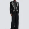 Crepe 1-button jacket with crystals Crepe 1-button jacket with crystals