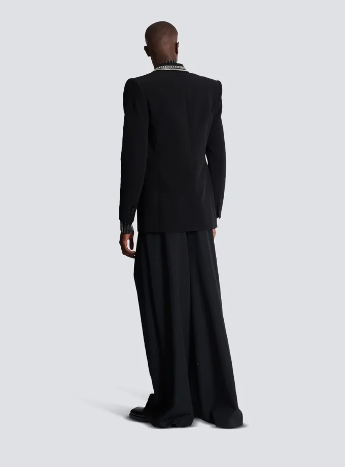 Crepe 1-button jacket with crystals Crepe 1-button jacket with crystals