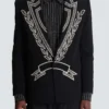 Crepe 1-button jacket with crystals Crepe 1-button jacket with crystals