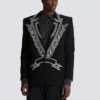Crepe 1-button jacket with crystals Crepe 1-button jacket with crystals