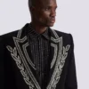 Crepe 1-button jacket with crystals Crepe 1-button jacket with crystals