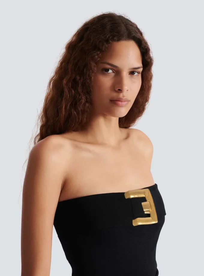 Crepe bustier bodysuit with belt detail Crepe bustier bodysuit with belt detail
