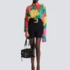 Crepe shirt dress with roses print Crepe shirt dress with roses print