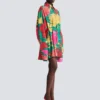 Crepe shirt dress with roses print Crepe shirt dress with roses print