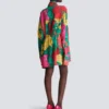 Crepe shirt dress with roses print Crepe shirt dress with roses print