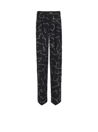 Crepe trousers with rhinestone Constellation motif