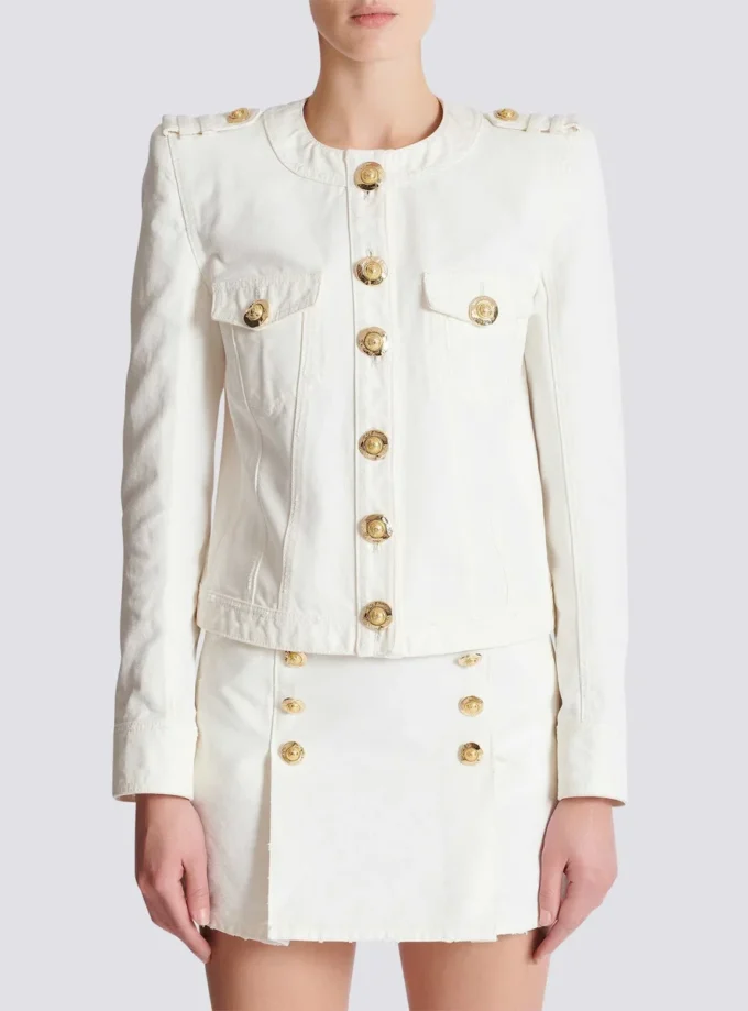 Cropped cotton canvas jacket