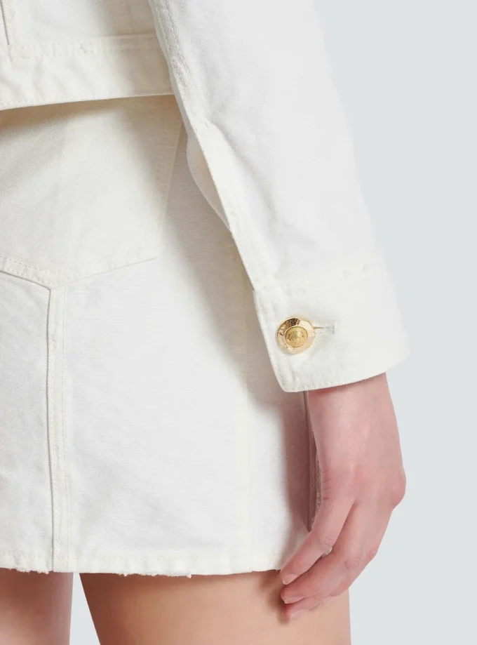 Cropped cotton canvas jacket