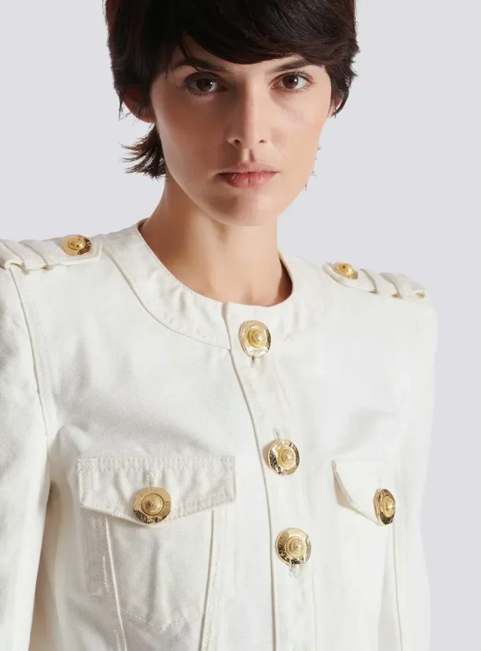 Cropped cotton canvas jacket