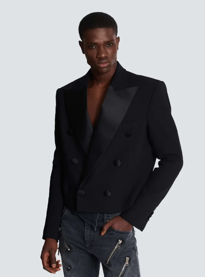 Cropped double crepe jacket Cropped double crepe jacket