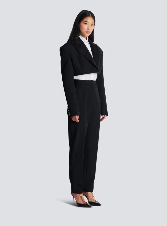 Cropped grain de poudre jacket