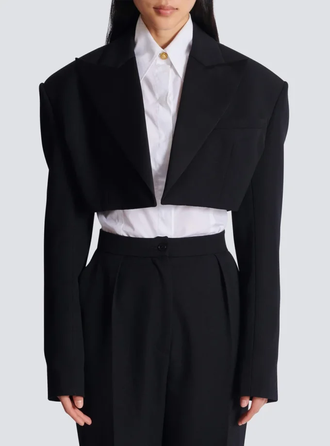 Cropped grain de poudre jacket
