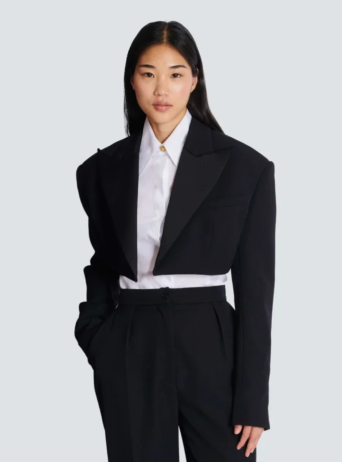 Cropped grain de poudre jacket