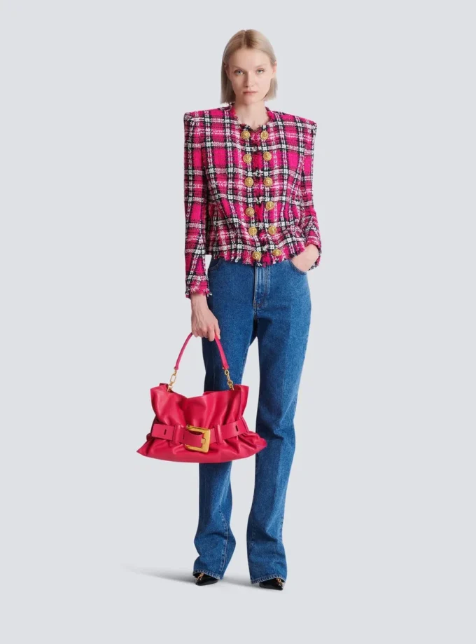 Cropped jacket in glitter plaid tweed Cropped jacket in glitter plaid tweed