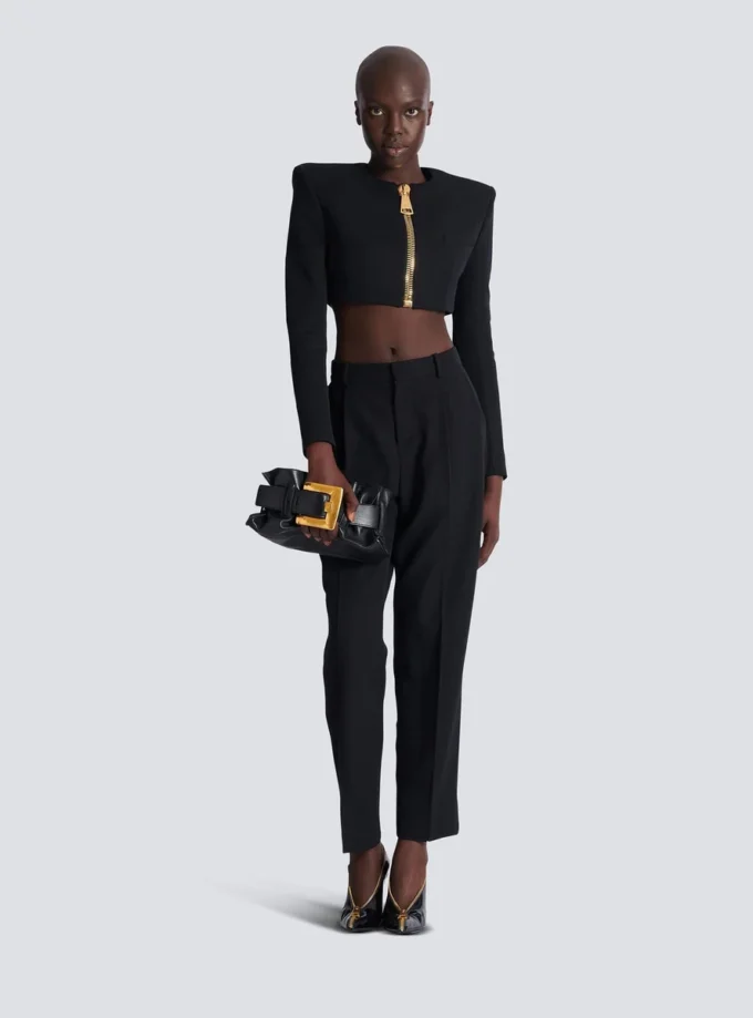 Cropped jacket in grain de poudre wool Cropped jacket in grain de poudre wool