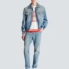 Cropped lined denim jacket